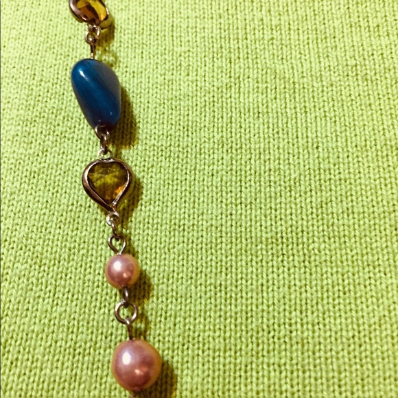 Two in one necklace with blue and mauve colors - Picture 2 of 3